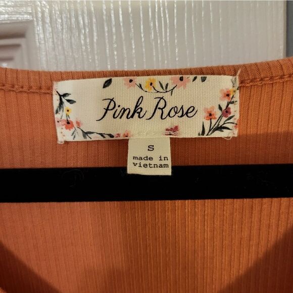 NWOT Pink Rose dusty peach half knotted sleeve midi dress - Picture 5 of 7